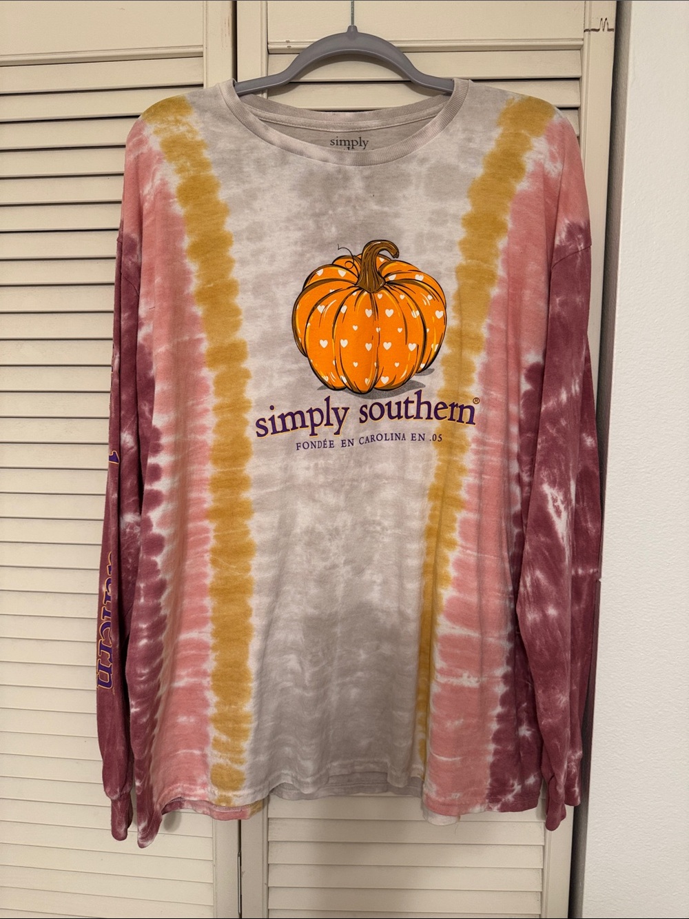 Simply Southern Pink, Mustard & Cream Tie-Dye Pumpkin Tee